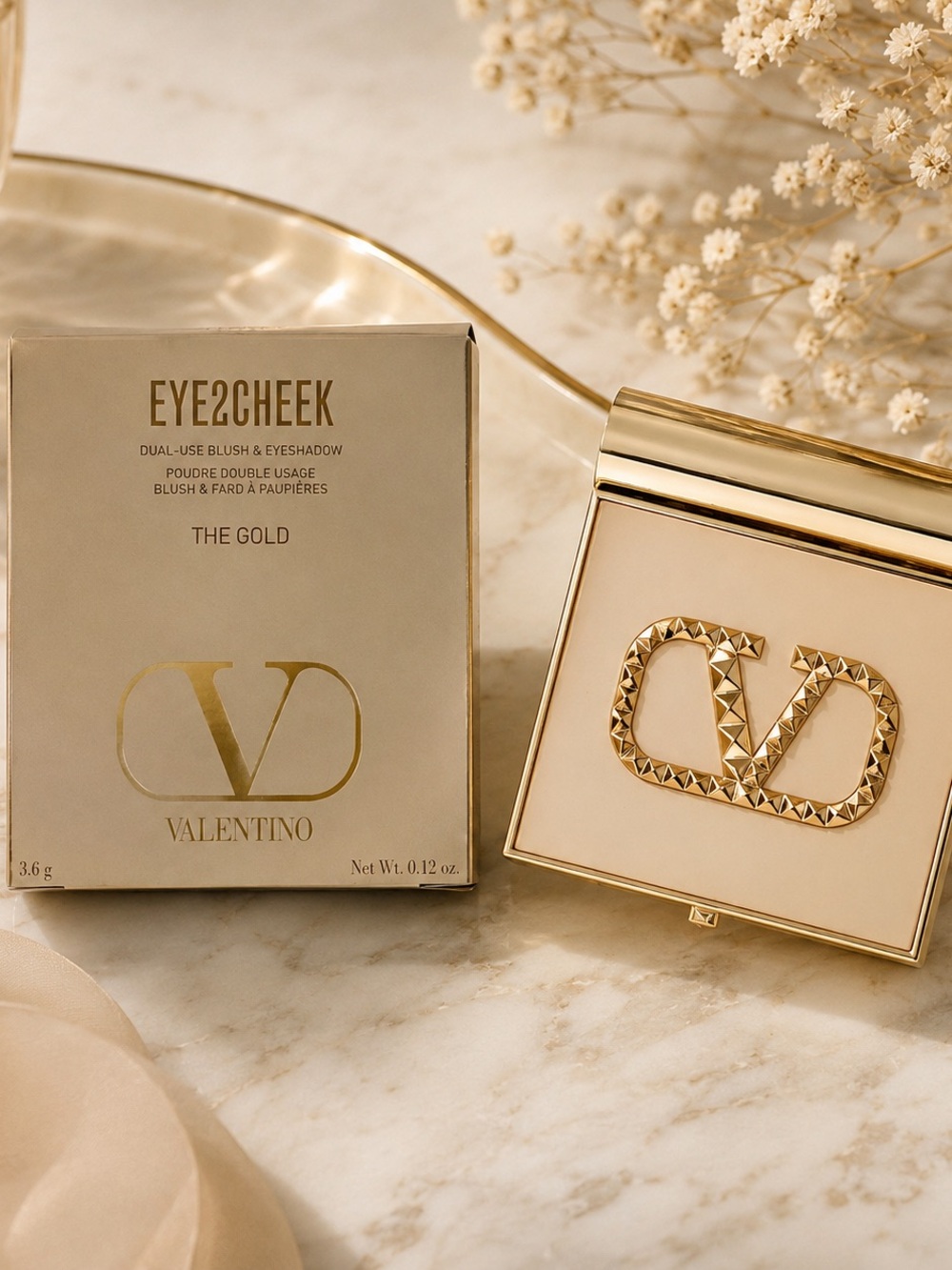 Valentino Gold Eye2Cheek Dual-Use Compact NIB